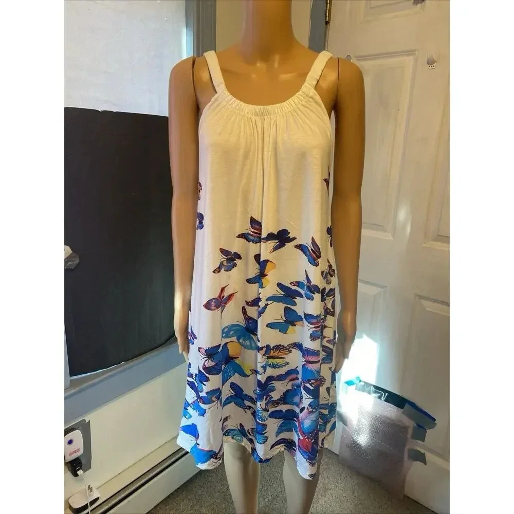 VTG Y2K Mini Dress Size S-M Butterflies Print Cottage core Fairy Feminine Casual - Picture 7 of 7